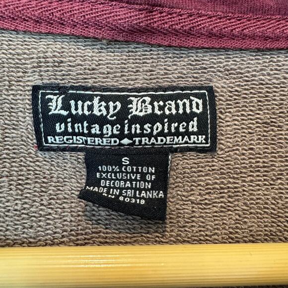 Lucky Brand Men's Full Zip Hoodie Heathered Red Sweatshirt Small - Picture 3 of 5